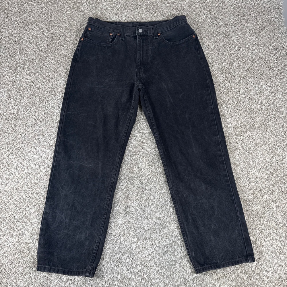 Levi‎ 550 Jeans Mens 35x30 Black Relaxed Fit Denim Tapered Leg Aesthetic Whisker